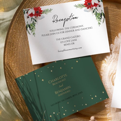 Simple Classic Christmas Wedding Reception Enclosure Card