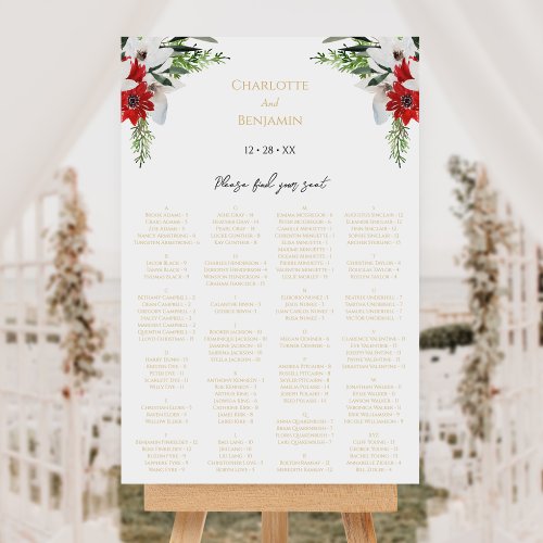 Simple Classic Christmas Wedding Seating Chart Foam Board