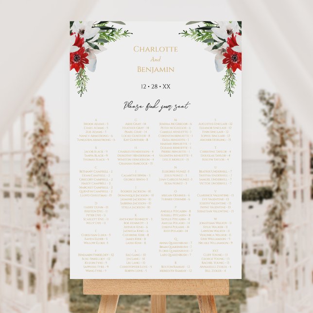 Simple Classic Christmas Wedding Seating Chart Foam Board (Creator Uploaded)