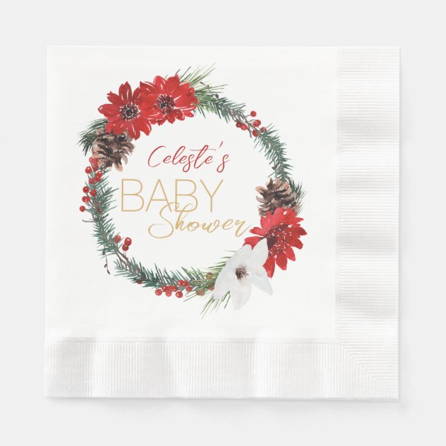 Simple Classic Christmas White Baby Shower Napkins (Front)