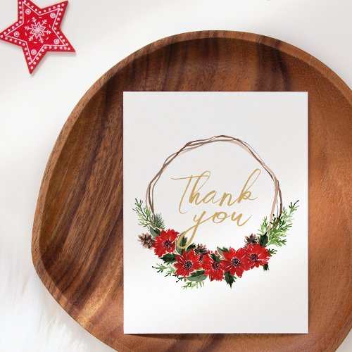 Simple Classic Christmas White Baby Shower Thank You Card