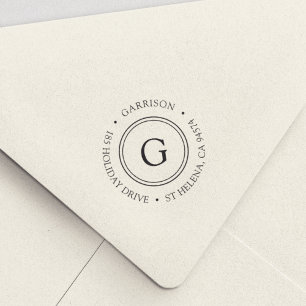 Simple Classic Circle Monogram Return Address Self-inking Stamp