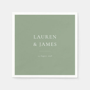 Simple Classic Couples Name & Date Wedding Napkins