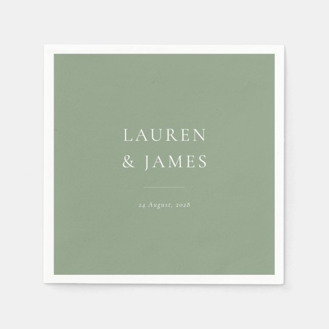 Simple Classic Couples Name & Date Wedding Napkins (Front)