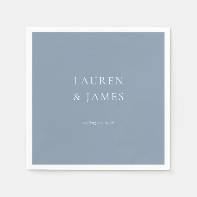 Simple Classic Couples Name & Date Wedding Napkins (Front)