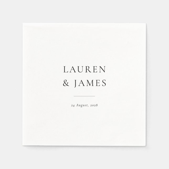 Simple Classic Couples Name & Date Wedding Napkins (Front)