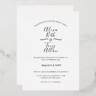 Simple Classic Cursive Font Custom Foil Invitation