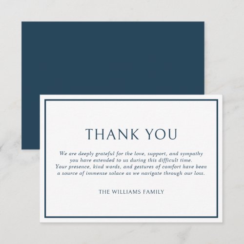 Simple Classic Dark Blue Frame Funeral Sympathy