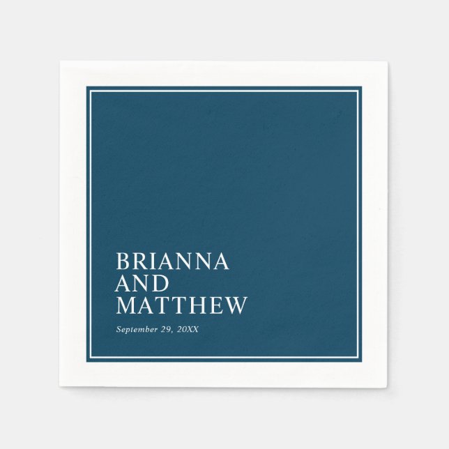 Simple Classic Double Frame in Navy Blue and White Napkins (Front)