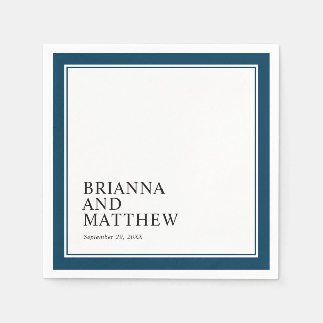 Simple Classic Double Frame in Navy Blue Napkins (Front)