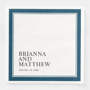 Simple Classic Double Frame in Navy Blue Paper Dinner Napkins