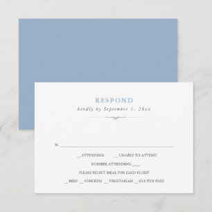 Simple Classic Dusty Blue Meal Choice RSVP Card