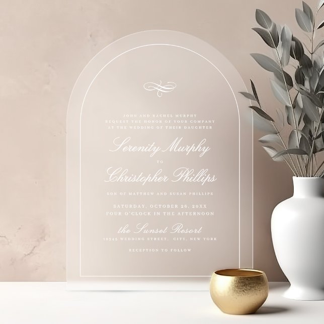 Simple Classic Elegance Script Arch Wedding Acrylic Invitations (Simple Classic Elegance Script Arch Wedding Acrylic Invitations)