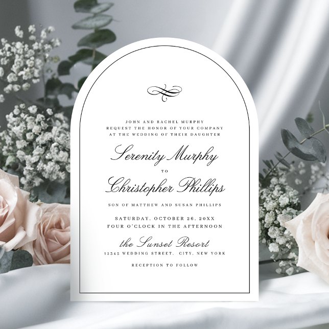 Simple Classic Elegance Script Arch Wedding Invitation (Simple Classic Elegance Script Arch Wedding Invitation)