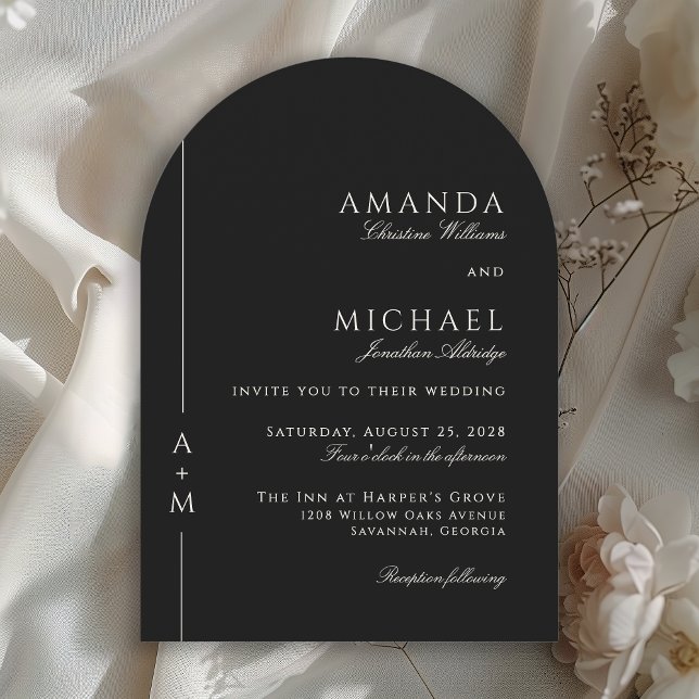 Simple Classic Elegant Black Minimal Wedding Invitation (Creator Uploaded)