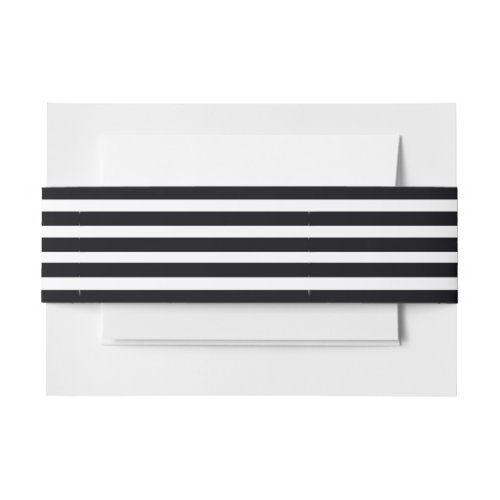 Simple Classic Elegant Black & White Stripes  Invitation Belly Band