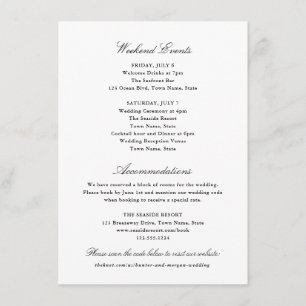 Simple Classic Elegant Black White Weekend Hotel  Enclosure Card
