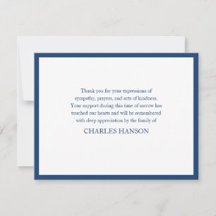 Simple Classic Elegant Blue Memorial Bereavement Note Card