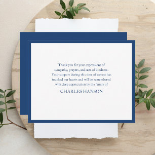 Simple Classic Elegant Blue Memorial Bereavement Note Card