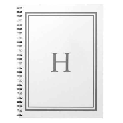 Simple Classic Elegant Border Gray Monogram Notebook