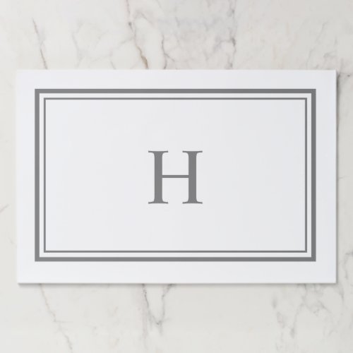 Simple Classic Elegant Border Gray Monogram Paper Pad