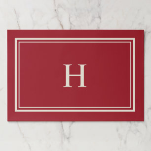 Simple Classic Elegant Cranberry Red Monogram Paper Pad