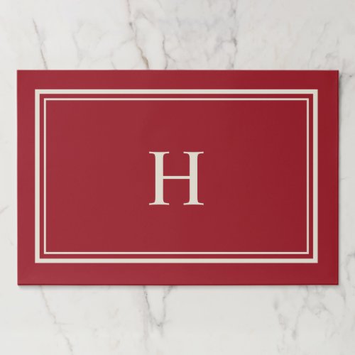 Simple Classic Elegant Cranberry Red Monogram Paper Pad