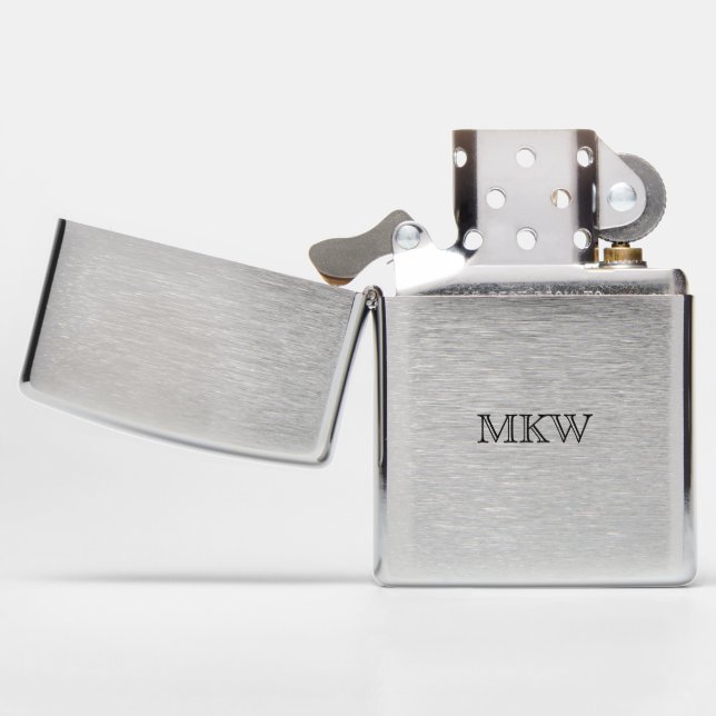 Simple Classic Elegant Custom Monogram Initials Zippo Lighter (Opened)
