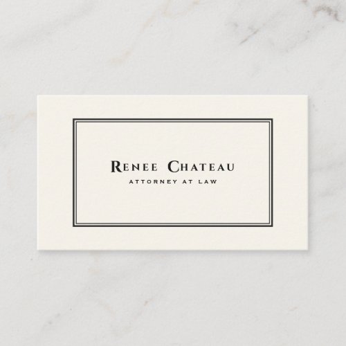 Simple Classic Elegant Ivory White Attorney Business Card