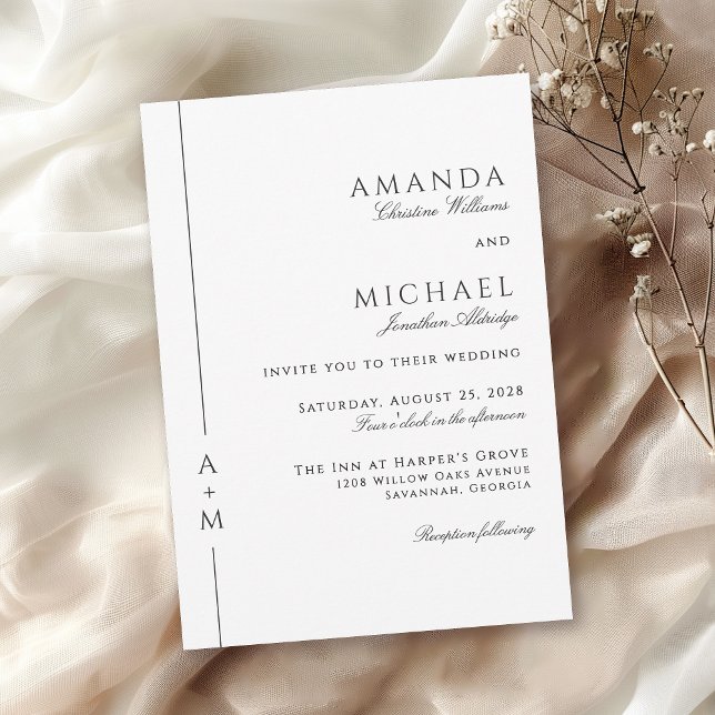 Simple Classic Elegant Minimal Wedding Invitation (Available in both printed and instant download digital formats.)