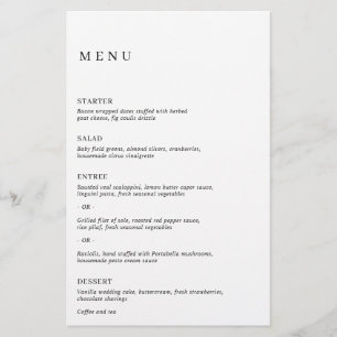 Simple Classic Elegant Modern Budget Wedding Menu Flyer