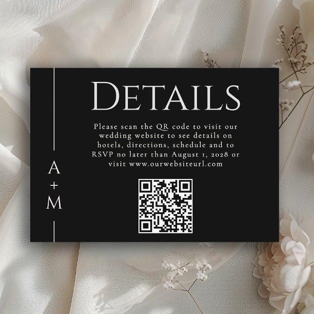 Simple Classic Elegant Monogram Details QR code Enclosure Card (Creator Uploaded)