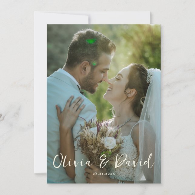 Simple Classic Elegant Romantic Wedding Photo Invitation (Front)