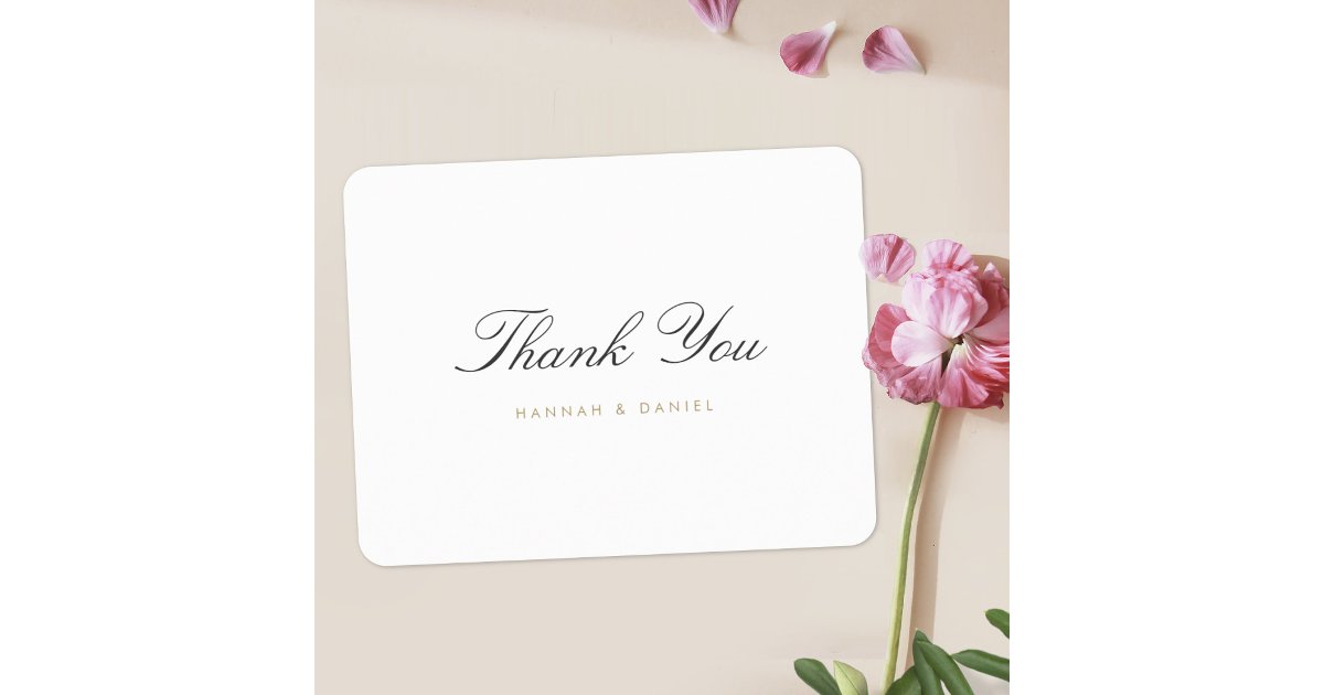 Simple Classic Elegant Script Gold Wedding Thank You Card | Zazzle