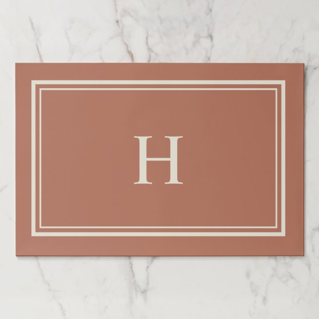 Simple Classic Elegant Terracotta and Monogram Paper Pad (Front)