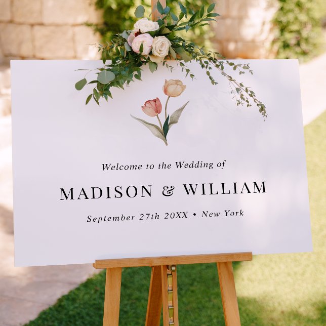 Simple Classic Elegant Tulips Wedding Welcome Sign (Creator Uploaded)