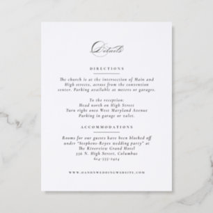 Simple classic elegant wedding details letterpress enclosure card