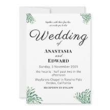 Simple Classic Elegant Wedding Invitation