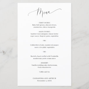Simple Classic Elegant Wedding Menu