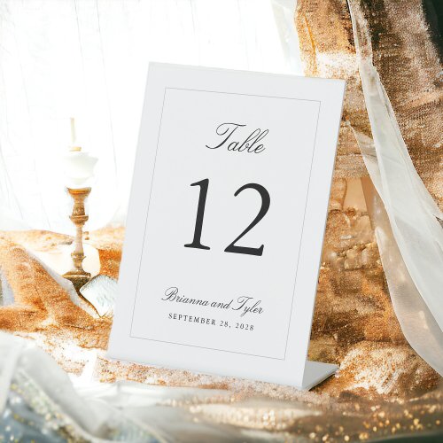 Simple Classic Elegant Wedding Table Numbers Pedestal Sign