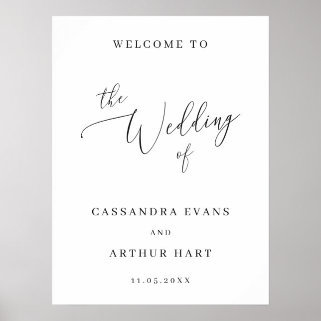Simple Classic Elegant Wedding Welcome Sign (Front)