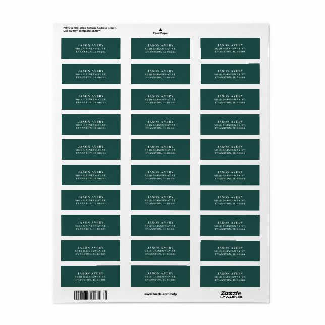 Simple Classic Evergreen Return Address Text Based Label (Full Sheet)