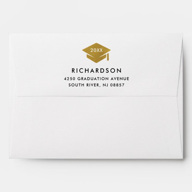 Simple Classic Faux Gold | Graduation Envelope (Back (Top Flap))