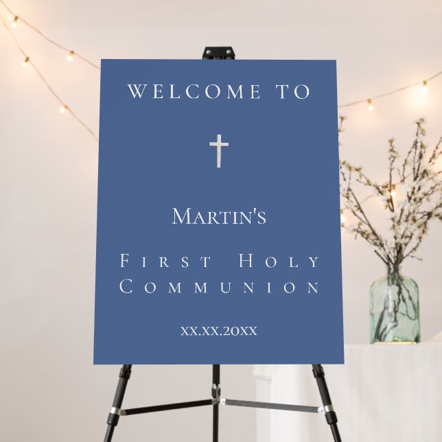 simple classic First Holy Communion welcome sign (In Situ (Stand))
