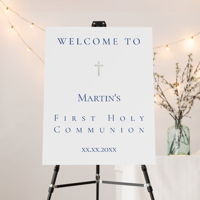 simple classic First Holy Communion welcome sign (In Situ (Stand))