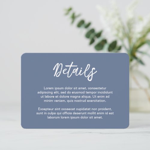 Simple Classic Formal Dusty Blue Elegant Wedding Enclosure Card