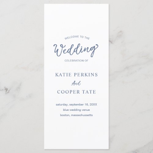 Simple Classic Formal Dusty Blue Elegant Wedding Program