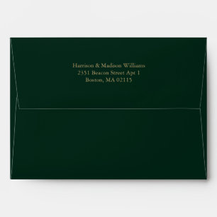 Simple classic gold dark pine green custom elegant envelope
