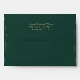 Simple classic gold emerald green custom elegant envelope