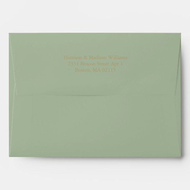 Simple classic gold laurel green custom elegant envelope (Back (Top Flap))